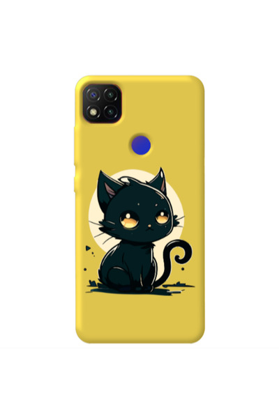Other Xiaomi Redmi 9c Black Cat Yellow Colored Silicone TPU Θήκη