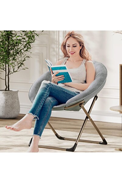 Garvee Folding Saucer Chair - Faux Fur Soft and Comfortable - Ideal for Bedro...