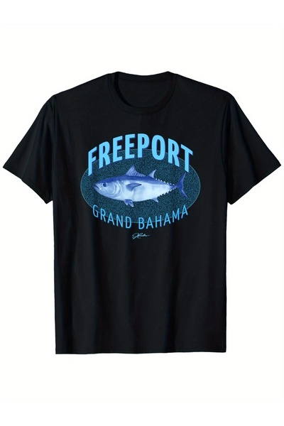 212Wear Freeport Grand Bahama Bluefin Tuna Graphic Tee, Cotton Crew Neck T-Sh...