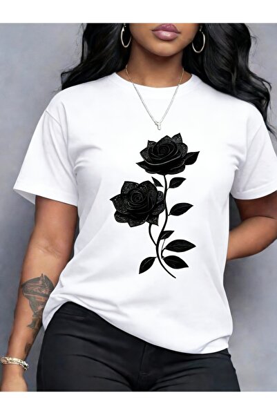 212Wear Fashionable Letter Printed Anime Women's Round Neck T-shirt with Simp...