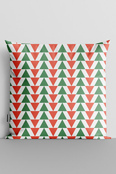 TicaretJet Colorful Triangles Double Sided Digital Printed Pillow Throw Pillo...