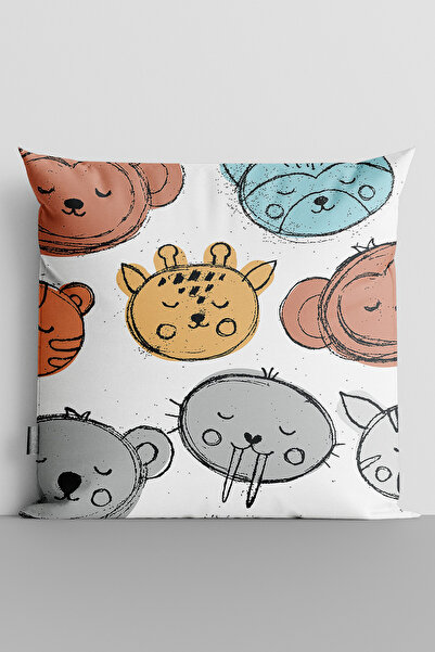 TicaretJet Colorful Cute Animals Double Sided Digital Printed Throw Pillow Cover