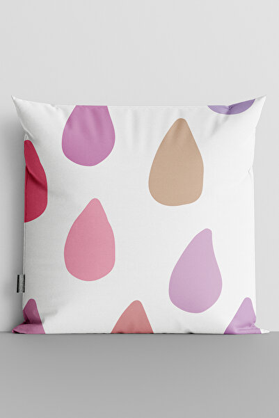 TicaretJet Colorful Drops Double Sided Digital Printed Pillow Throw Pillow Co...