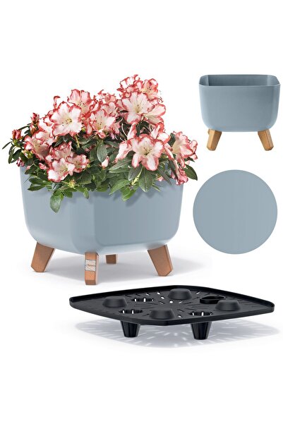 EDANTI Jardinieră decorativă gri de grădină, 24 cm, pe picioare