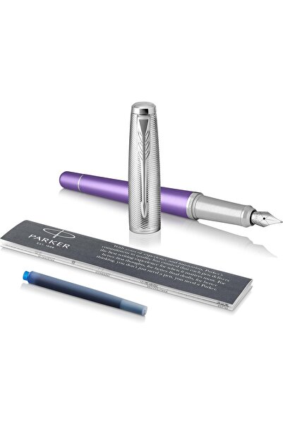 Parker قلم حبر سائل أوربان بريميوم، رأس متوسط، تصميم أرجواني مع حواف كروم، عل...