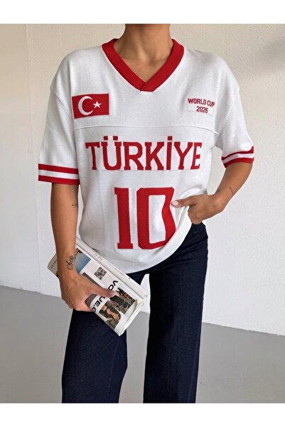Buteks V-Neck Turkey World Cup Special Moon Star Design Team Cotton Knitwear
