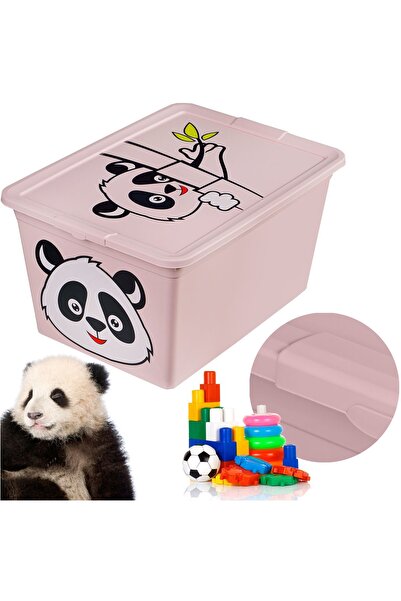 EDANTI Cutie de depozitare jucării din plastic cu capac, 30 L, cu sistem de b...