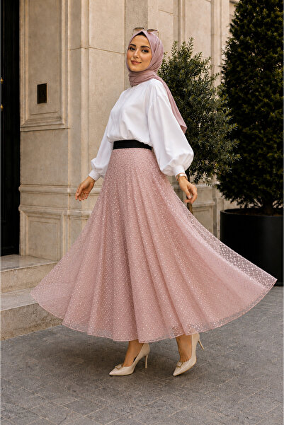 ELMODA Women's Polka Dot Tulle Mevlana Skirt