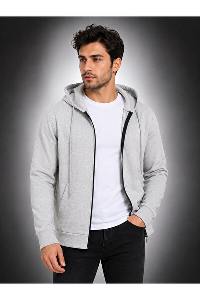 VERSCOVE Gray Zippered Sweatshirt 2-Ply Combed Cotton Comfortable Wear