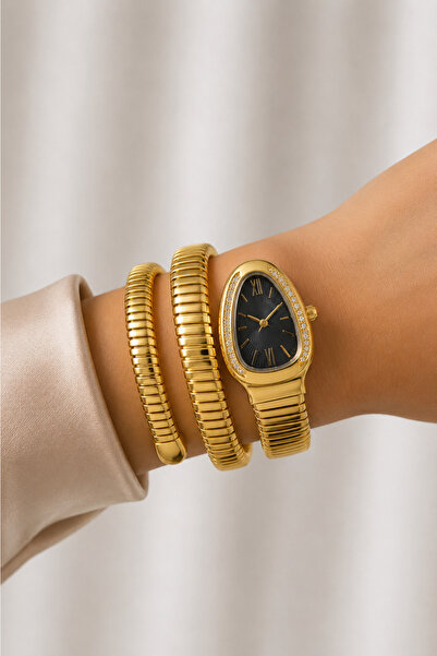 laria jewelry Black Dial Vip Snake Watch, Serpent Model, Wrapped Around Women...