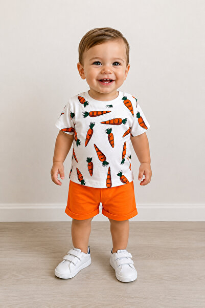yukobaby bebeğiniz için en doğalı Baby Boy 100% Cotton Carrot Shorts and Snap...