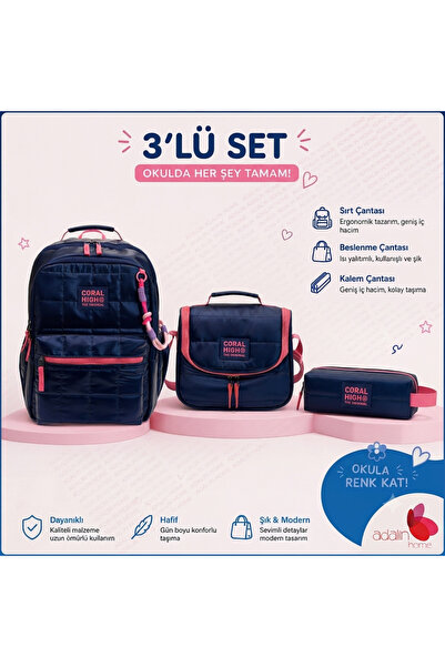Coral High Set of 3 School Bags