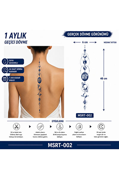 medink tattoo 1 Ay Kalıcı Sonradan Kararan Uzay gezegen Sırt model geçici döv...