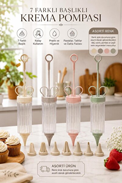 Store HGY Home 7 Farklı Değiştirilebilir Başlıklı Krema Pompası - Pratik Past...