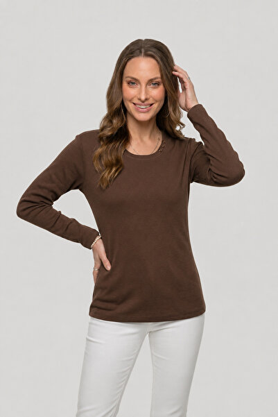 QYA Clothing Tricou basic cu mânecă lungă, 100% bumbac, croială largă