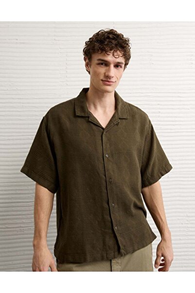 AMERICAN EAGLE AE Relaxed Short-Sleeve Camp Collar Shirt