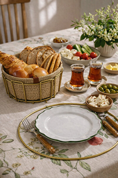 Edora Home Set of 2 Matte Gold Oval Corner Bread Baskets, Set of 6 Supla Kitc...