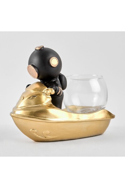 OEM Figură Decorativă Rășină Auriu Scuba Diver pe Scuter 19/12 cm