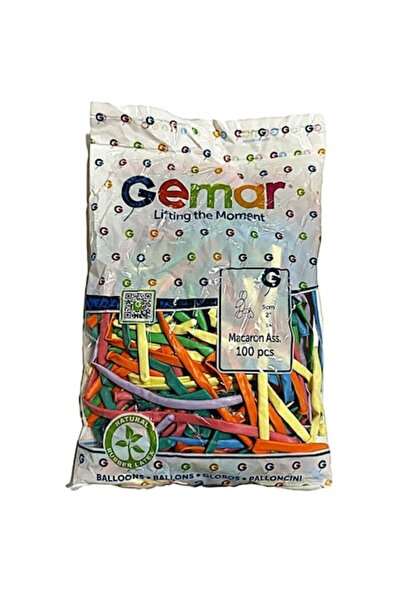 Gemar Set de 100 de baloane din latex pentru modelaj, D4, Multicolor Macaron