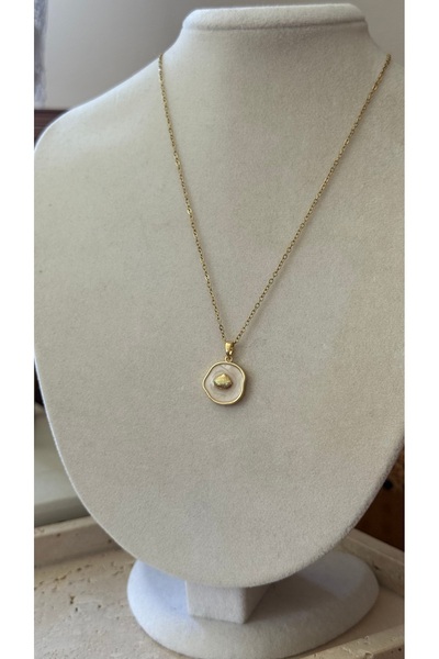 Muse Sister Mother of Pearl Sea Shell Steel Necklace