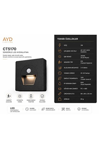 Cata CT-5170 SENÖRLÜ LED KORİDOR AYDINLATMA