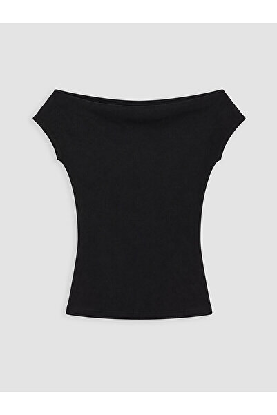 LC Waikiki Peak New Season Boat Neck Women's Ribbed T-Shirt