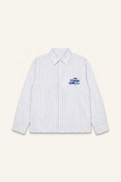 DeFacto Boxy Fit Striped Long Sleeve Embroidered Detail Yellow Shirt I3028Ax26Hs