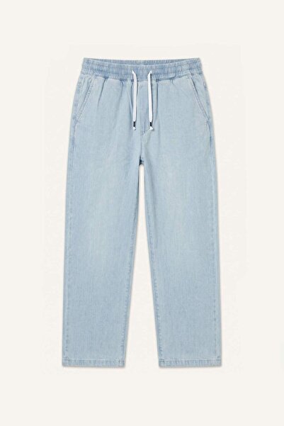DeFacto Baggy Fit Elastic Tie Waist Blue Trousers I4191Ax26Hs