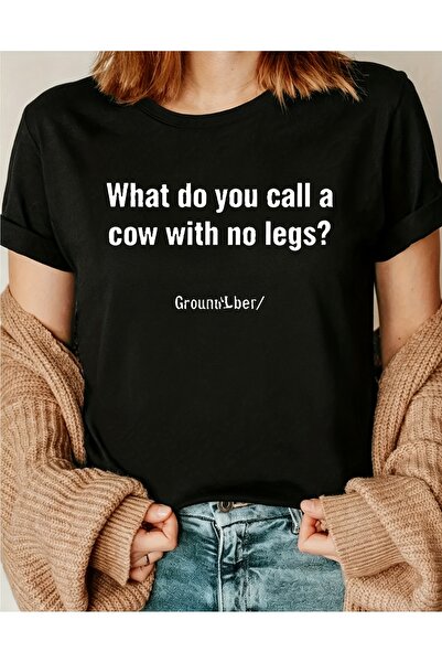 212Wear تي شيرت مضحك للرجال والنساء بعبارة "ماذا تسمى بقرة بلا أرجل؟" تي شيرت...