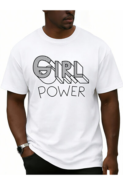 23 nisan تي شيرت رجالي ممتع بطباعة "Girl Power" جذابة ونمط أبيض، تي شيرت صيفي...
