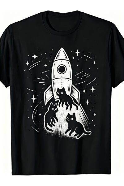 212Wear Men'S Pure T-Shirt, Featuring a Cute Space Cat Rocket Print Design, S...