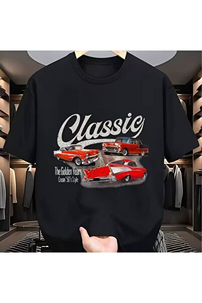 212Wear تي شيرت مطبوع عليه سيارات كلاسيكية بتصميم ريترو من الخمسينيات، ملابس ...