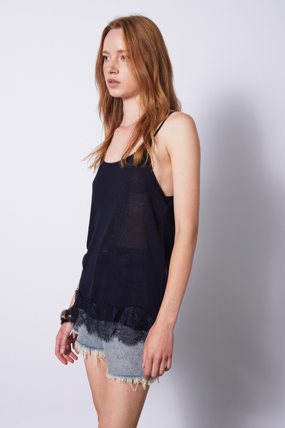 Nisan Dressy Tricotated Athlete Top with Lace at the Hem