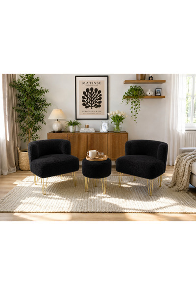 BEYLERBEYİ ÇAY SETİ İKİLİ KOLTUK BERJER VE PUF TAKIMI (SALON, BALKON, OFİS) 3...