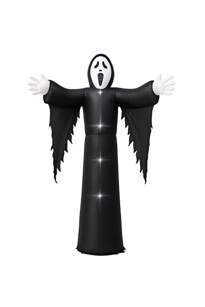 HI-FINE 3.6M Inflatable Scream Ghost Reaper Halloween Yard Decoration Built-i...
