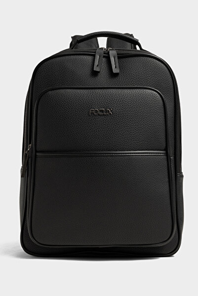 Fiyaka Unisex Leather Backpack with Laptop Compartment Laptop Backpack Black