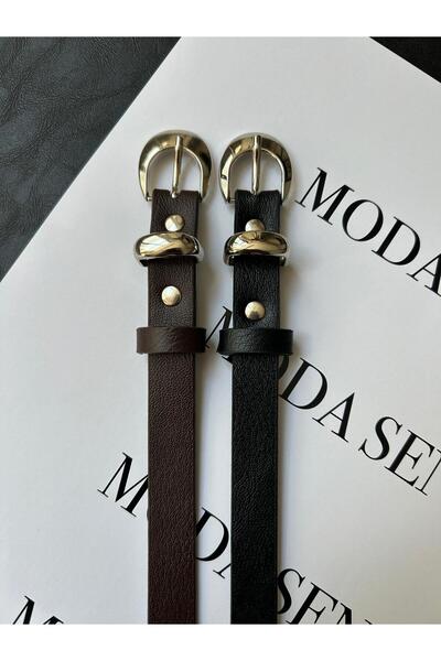 LİA KEMER Set of 2 Buckle Classic Silver Model Women's Belt Waist Belt Jacket...