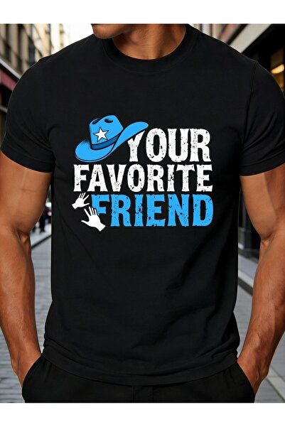 NOURAM Casual Men'S T-Shirt Featuring Cowboy Hat Design The Phrase 'Your Favo...