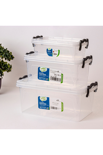 Hobby Transparent Plastic Storage Box 3 Pieces 1.2L+3L+5L