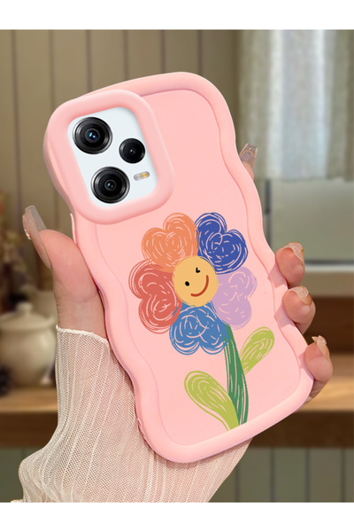 Hontinga Redmi Note 12 Pro 5G Uyumlu Kılıf kamera koruyucu Pembe Silikon Coup...