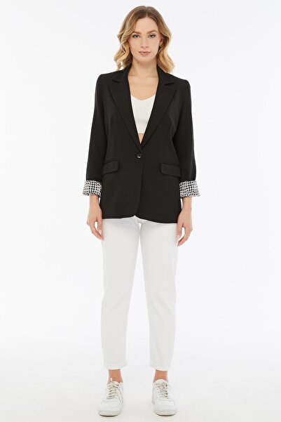 Select Moda Jachetă blazer de damă cu închidere cu un singur nasture și detal...