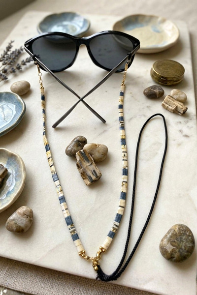 NAZLI TAKILAR Bohemian Style Handmade Miyuki Tila Glass Beaded Eyeglass Strap...