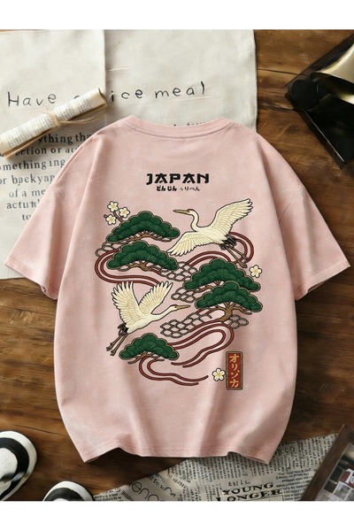 Touz Moda Japan Life Printed Washable Vintage Unisex Oversize T-Shirt