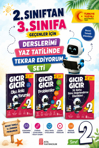 Ata Yayıncılık 2.Sınıftan 3.Sınıfa Geçenler İçin Derslerimi Yaz Tatilinde Tek...