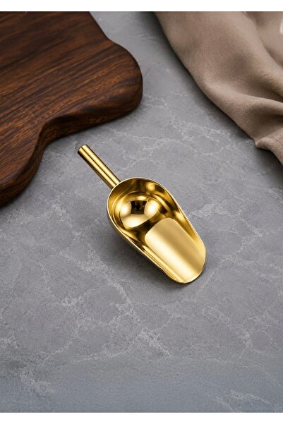 CEZVE HOME مجرفة ذهبية من الفولاذ المقاوم للصدأ لتقديم التوابل والسكر والدقيق...