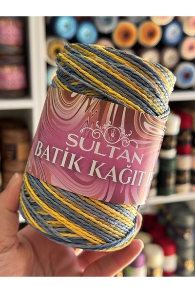 Batik Kağıt Örgü İpi Sarı Mavi 200 gr