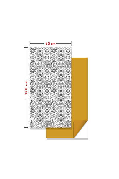 TİNK Kendinden Yapışkanlı Fayans Kaplama PVC Karo Geometri 019 Desen 60x120 C...