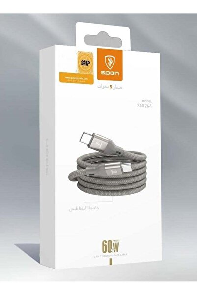 Spon Type C to Type C Cable Support Fast Charging 60W Nylon Braided 1m Chargi...