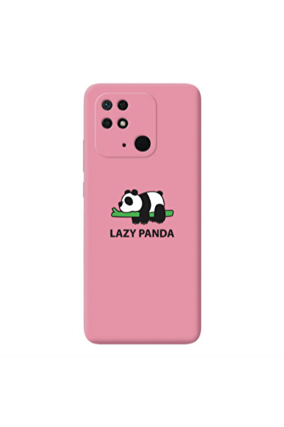 Other Xiaomi Redmi 10C Lazy panda Pink Colored Silicone TPU Θήκη