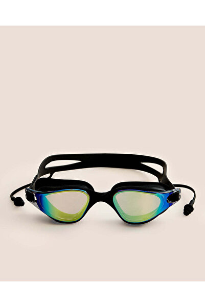 REDTAG Black Swimming Glasses With Anti-Fog Lenses And Earplugs